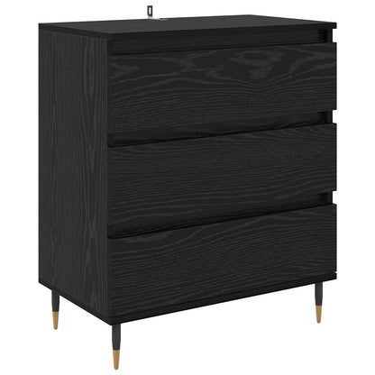 Credenza con cassetto Rovere Nero 60 x 35 x 70 cm Legno multistrato