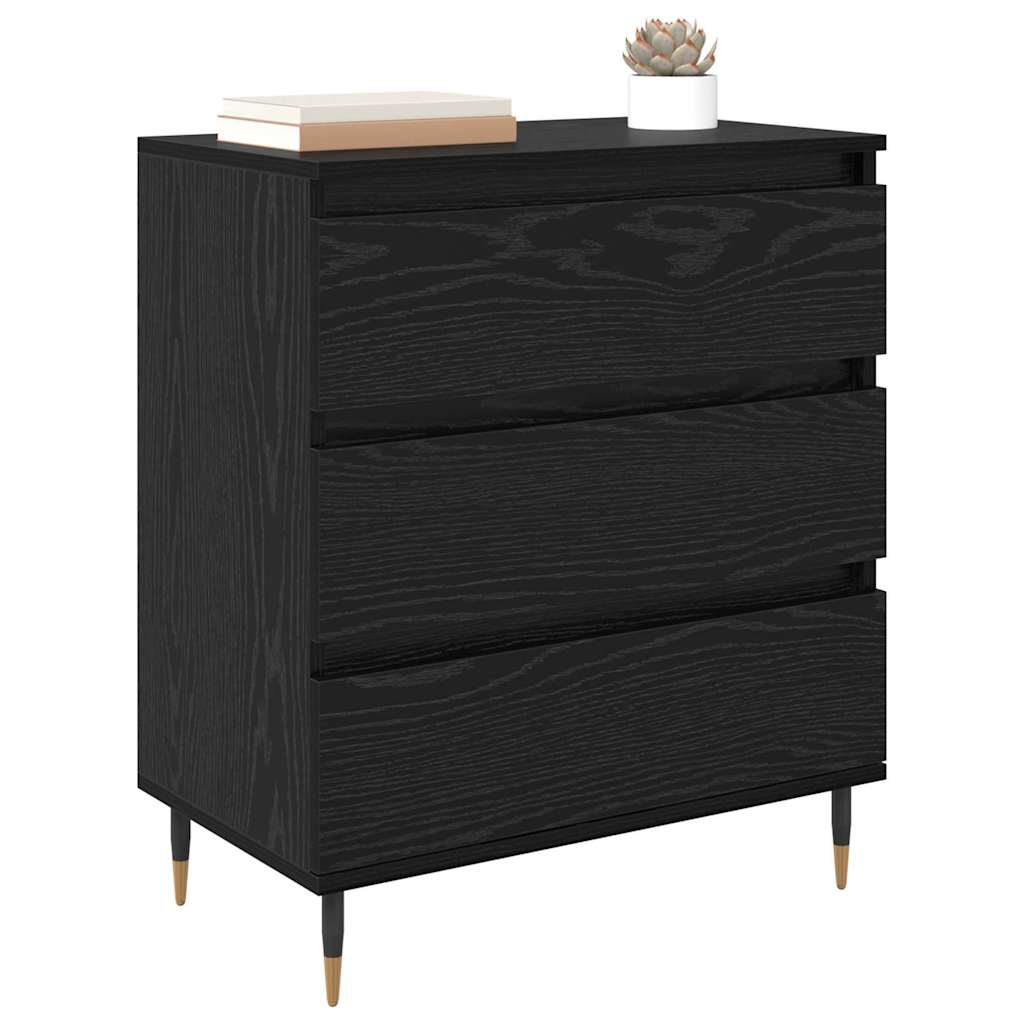 Credenza con cassetto Rovere Nero 60 x 35 x 70 cm Legno multistrato