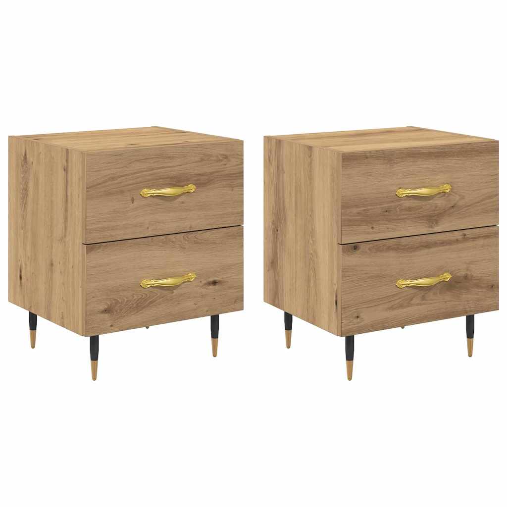 Armadio da Notte 2 pcs Rovere artigianale 40 x 35 x 47,5 cm