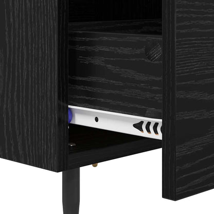 Armadio da Notte con cassetto Rovere Nero 40 x 35 x 47,5 cm | homemem39