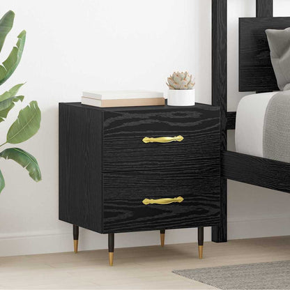 Armadio da Notte con cassetto Rovere Nero 40 x 35 x 47,5 cm | homemem39