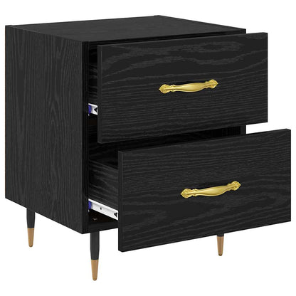 Armadio da Notte con cassetto Rovere Nero 40 x 35 x 47,5 cm | homemem39