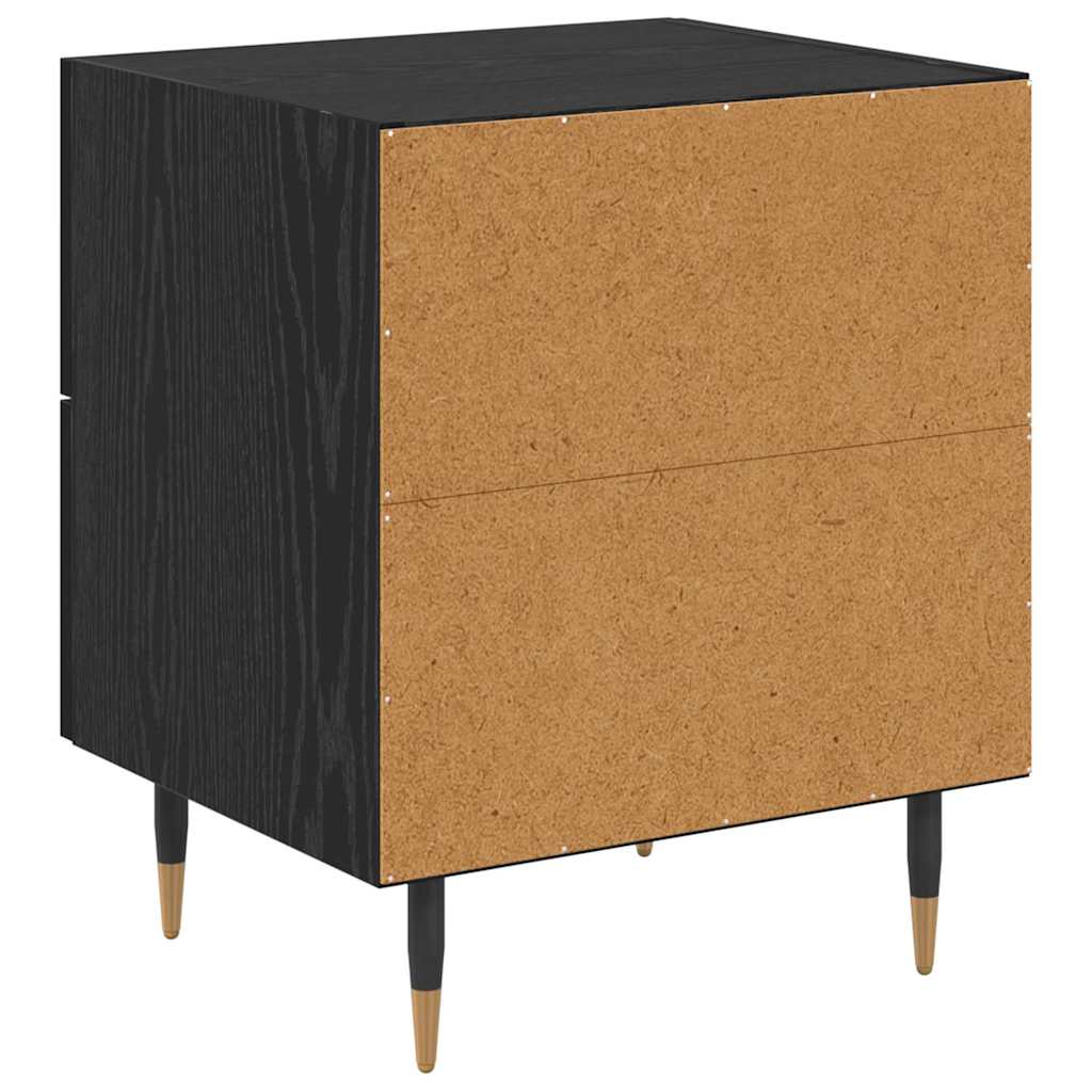 Armadio da Notte con cassetto Rovere Nero 40 x 35 x 47,5 cm | homemem39