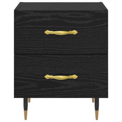 Armadio da Notte con cassetto Rovere Nero 40 x 35 x 47,5 cm | homemem39