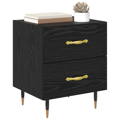 Armadio da Notte con cassetto Rovere Nero 40 x 35 x 47,5 cm | homemem39