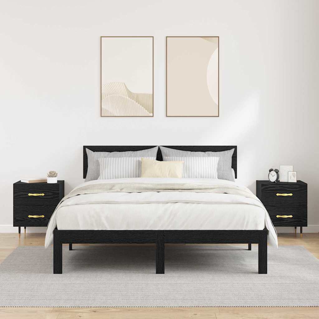 Armadio da Notte 2 pcs Rovere Nero 40 x 35 x 47,5 cm | homemem39