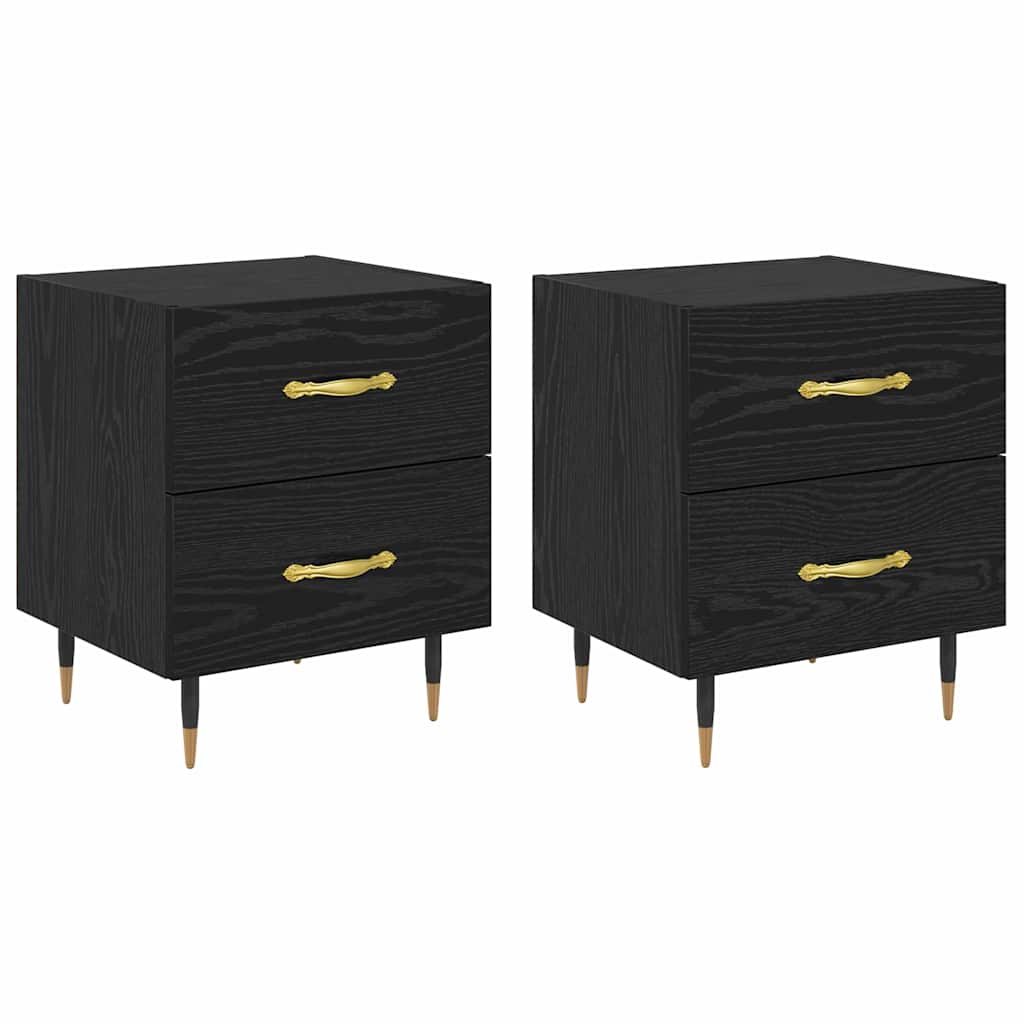 Armadio da Notte 2 pcs Rovere Nero 40 x 35 x 47,5 cm | homemem39