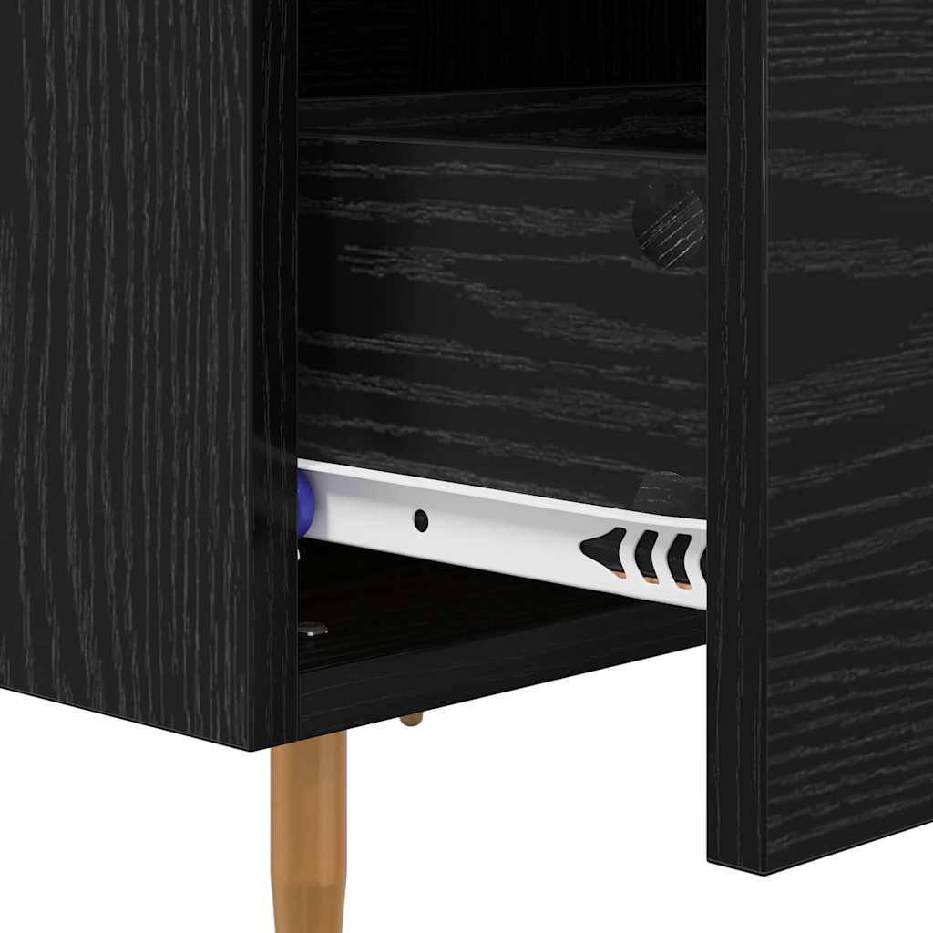 Armadio da Notte con cassetto Rovere Nero 40 x 35 x 47,5 cm | homemem39