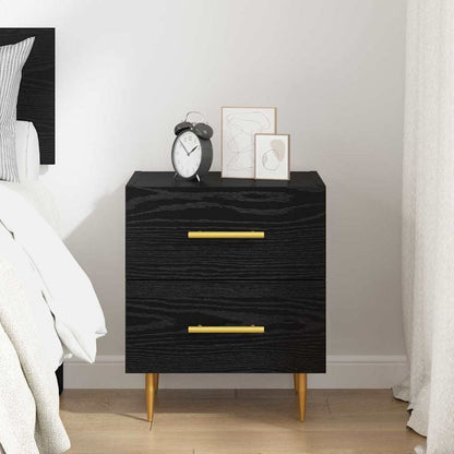 Armadio da Notte con cassetto Rovere Nero 40 x 35 x 47,5 cm | homemem39
