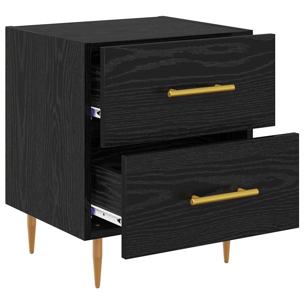 Armadio da Notte con cassetto Rovere Nero 40 x 35 x 47,5 cm | homemem39