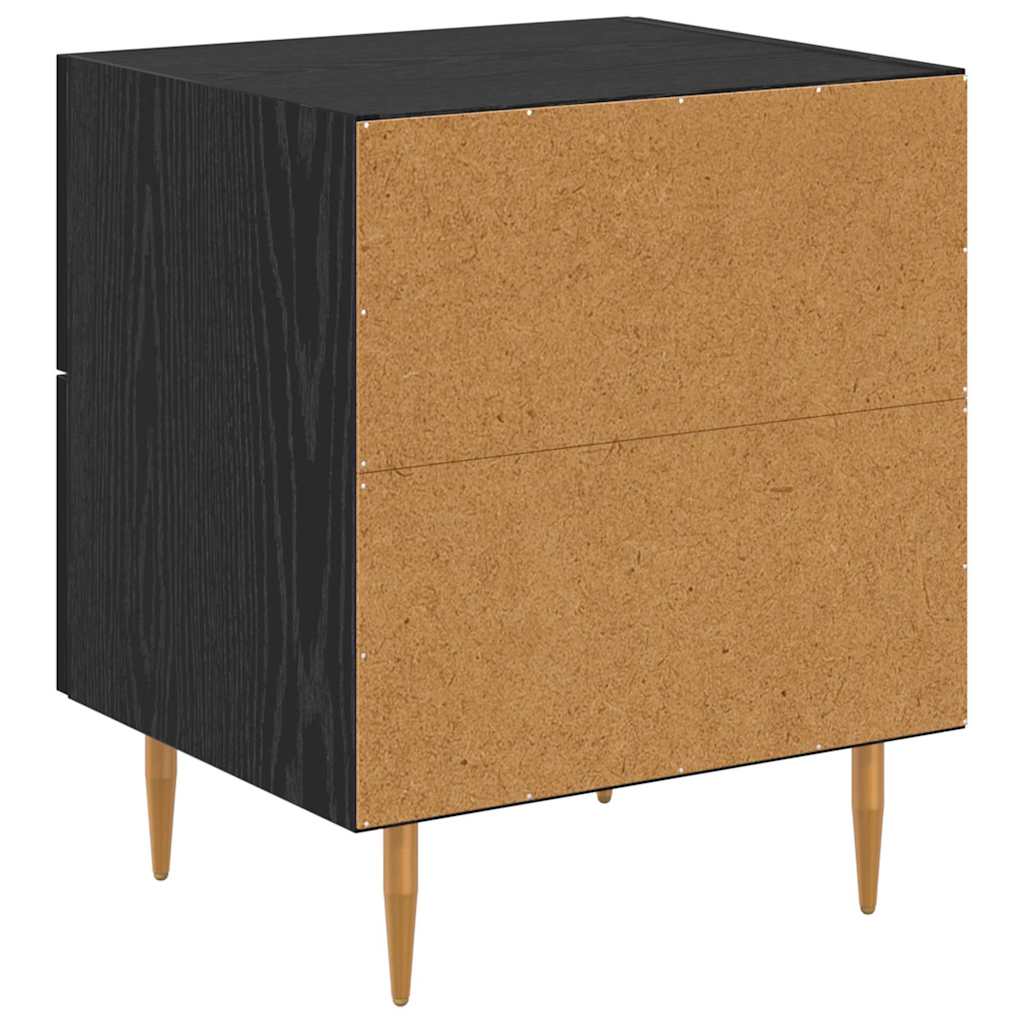 Armadio da Notte con cassetto Rovere Nero 40 x 35 x 47,5 cm | homemem39