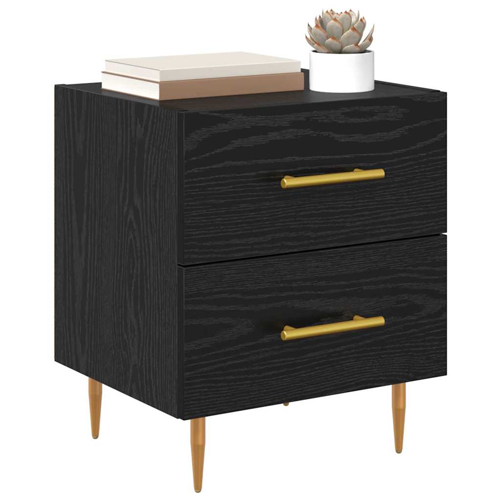 Armadio da Notte con cassetto Rovere Nero 40 x 35 x 47,5 cm | homemem39
