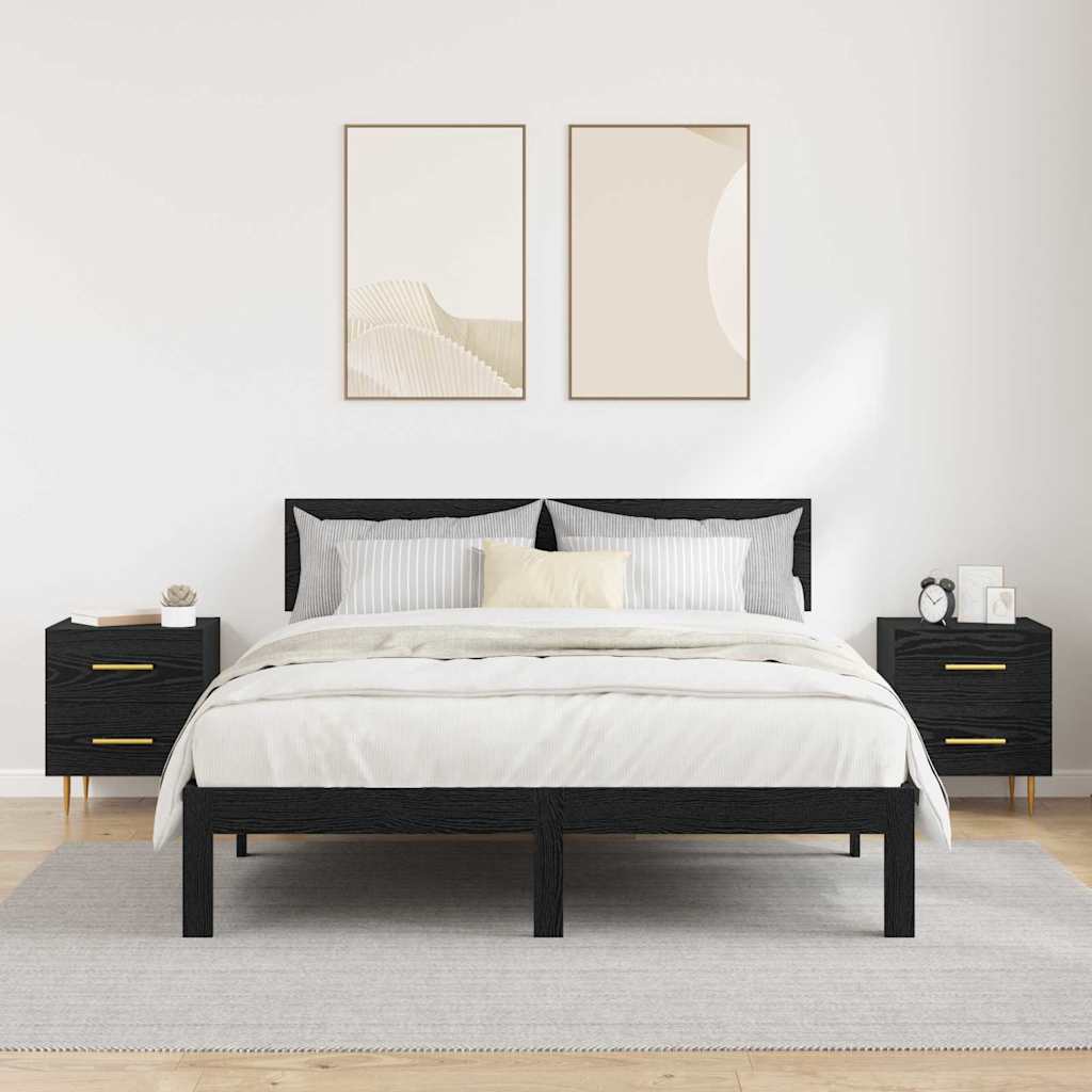 Armadio da Notte 2 pcs Rovere Nero 40 x 35 x 47,5 cm