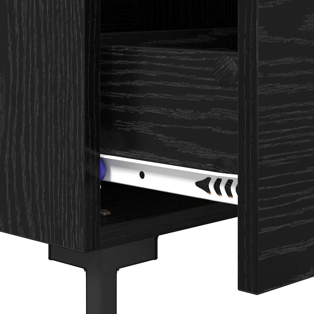 Armadio da Notte con cassetto Rovere Nero 40 x 35 x 47,5 cm | homemem39