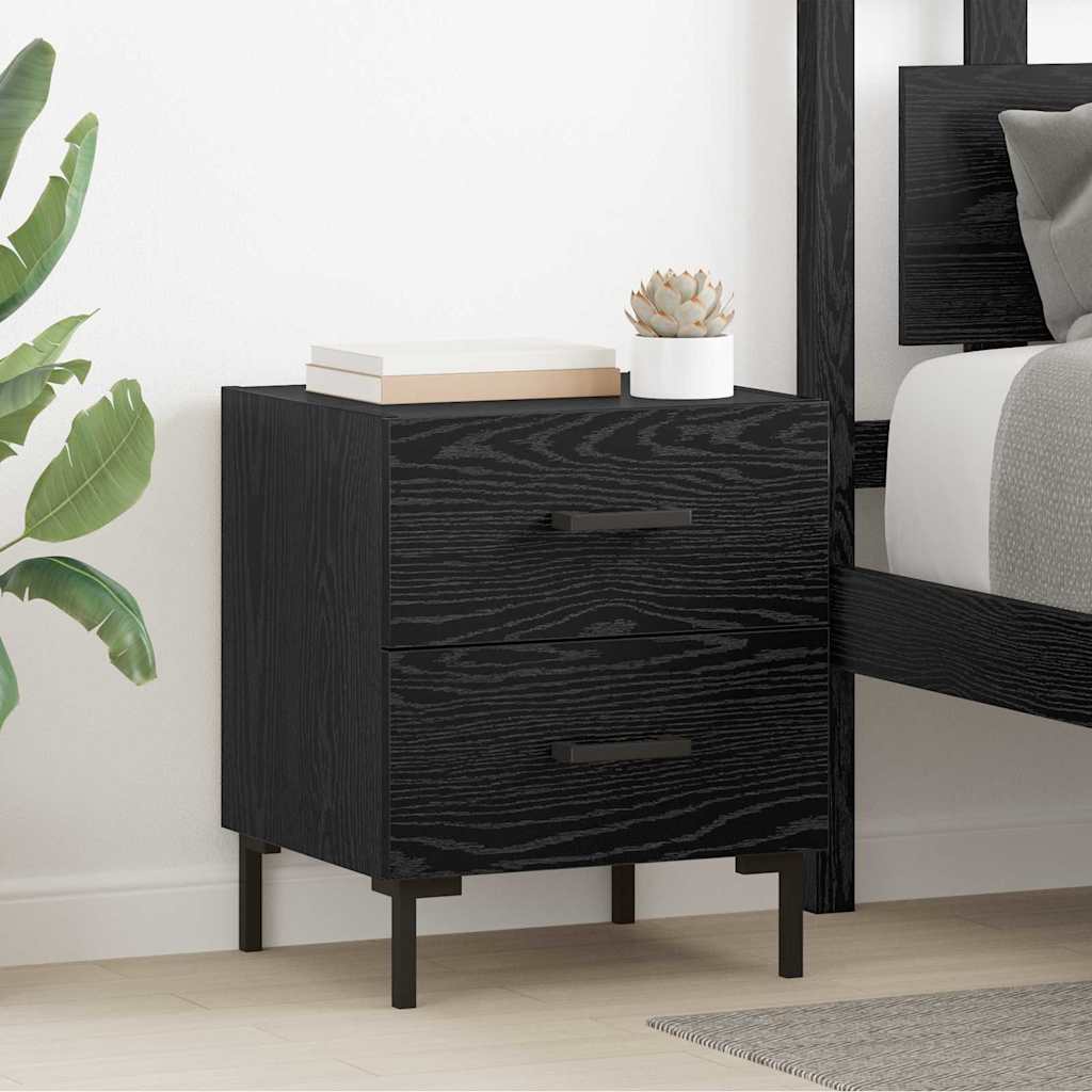 Armadio da Notte con cassetto Rovere Nero 40 x 35 x 47,5 cm