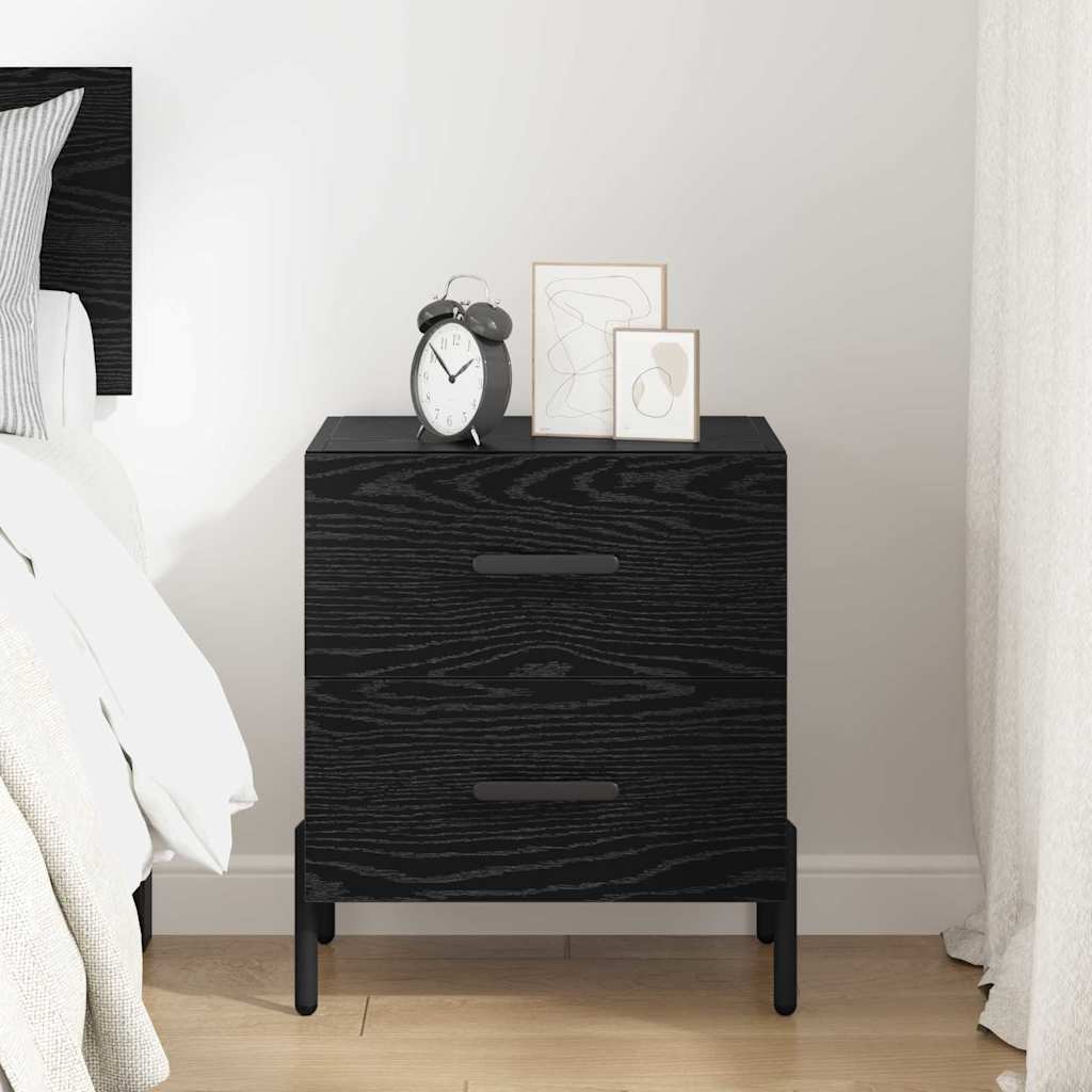 Armadio da Notte con cassetto Rovere Nero 40 x 35 x 47,5 cm | homemem39