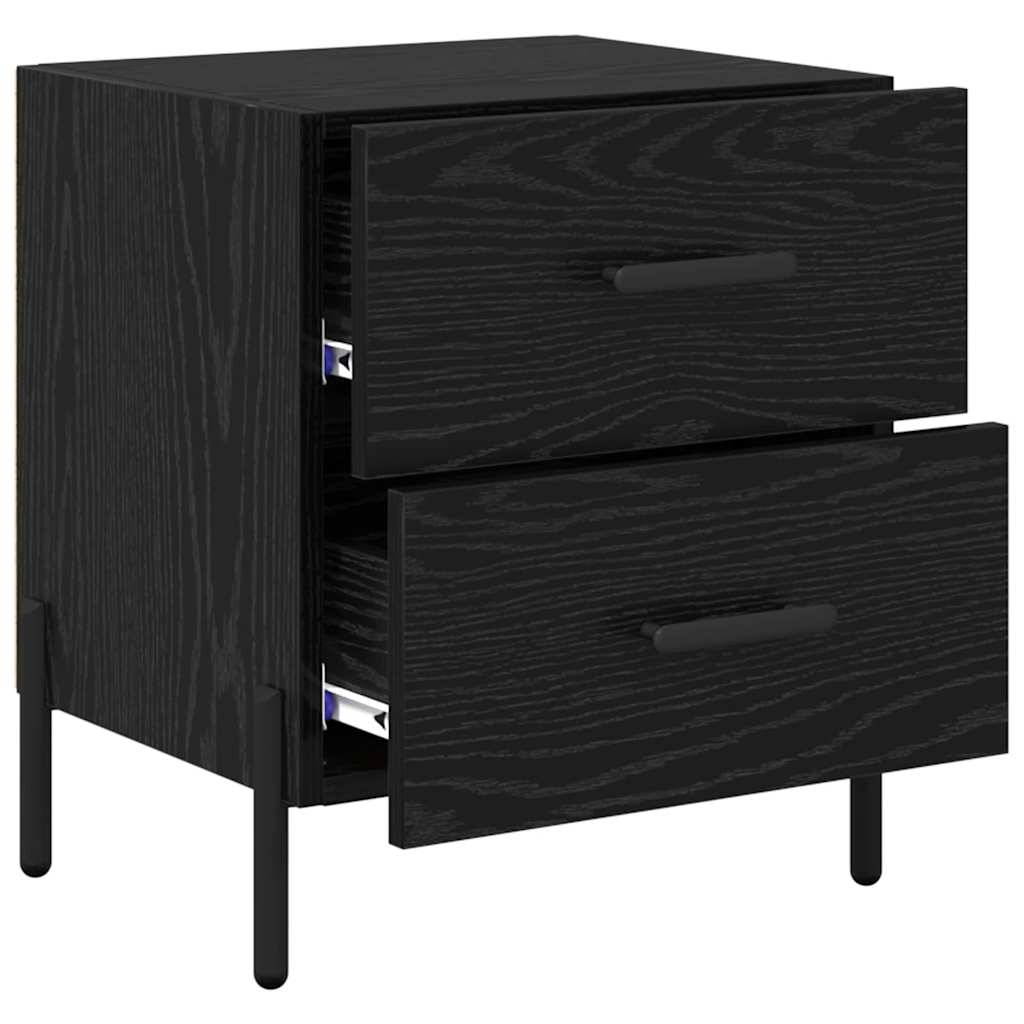 Armadio da Notte con cassetto Rovere Nero 40 x 35 x 47,5 cm | homemem39