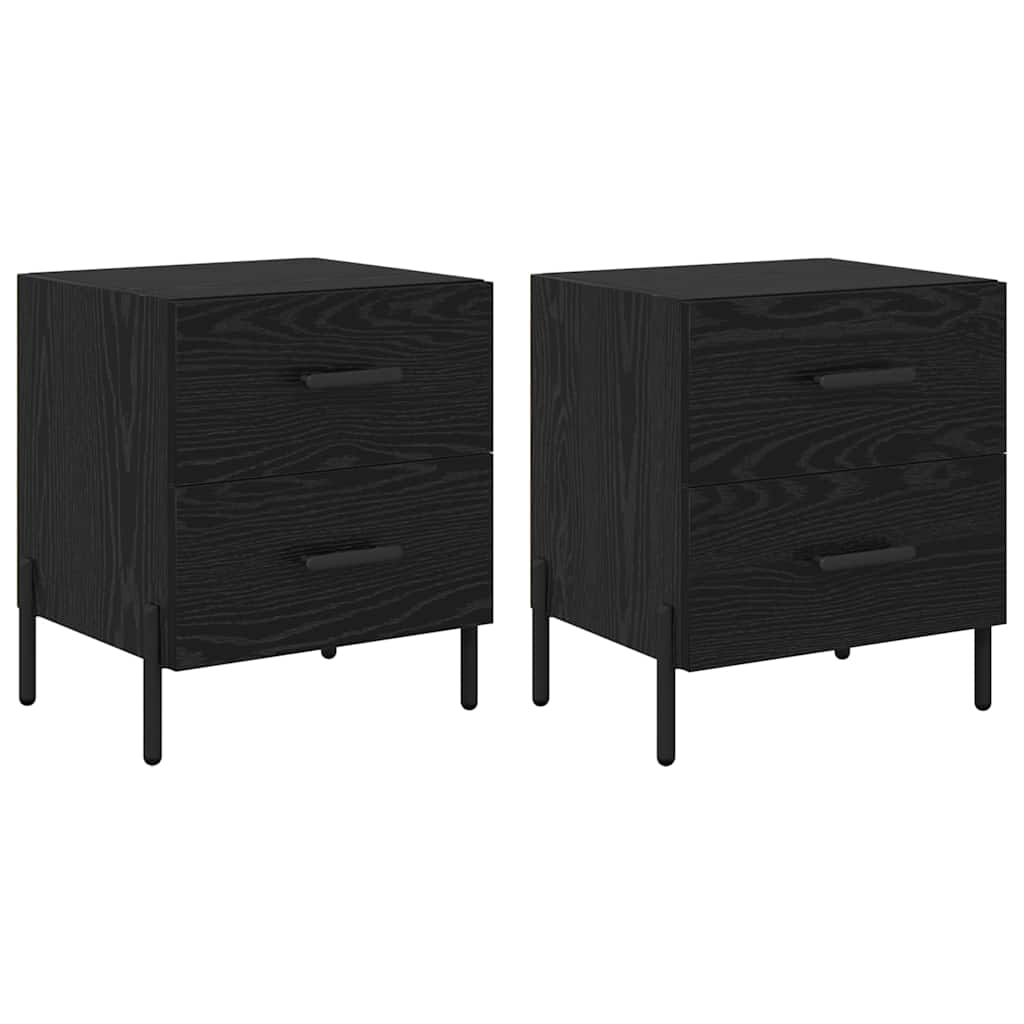Armadio da Notte 2 pcs Rovere Nero 40 x 35 x 47,5 cm | homemem39