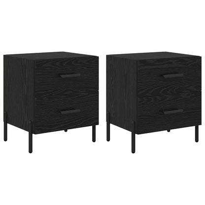 Armadio da Notte 2 pcs Rovere Nero 40 x 35 x 47,5 cm | homemem39