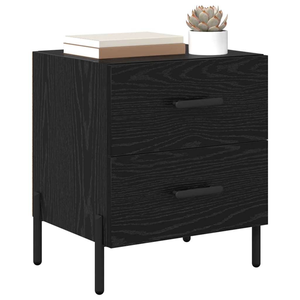 Armadio da Notte 2 pcs Rovere Nero 40 x 35 x 47,5 cm | homemem39