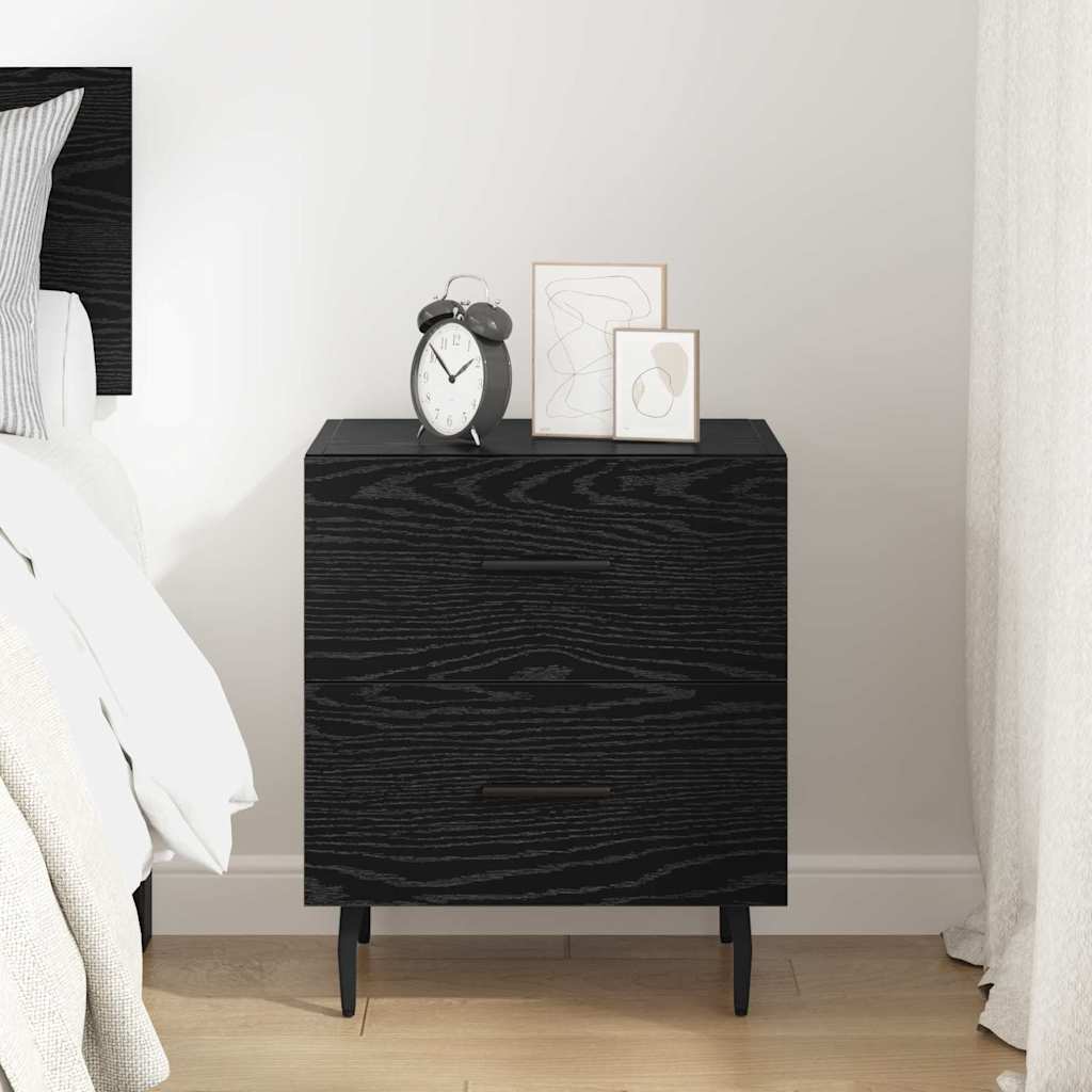 Armadio da Notte con cassetto Rovere Nero 40 x 35 x 47,5 cm | homemem39