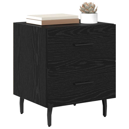 Armadio da Notte con cassetto Rovere Nero 40 x 35 x 47,5 cm