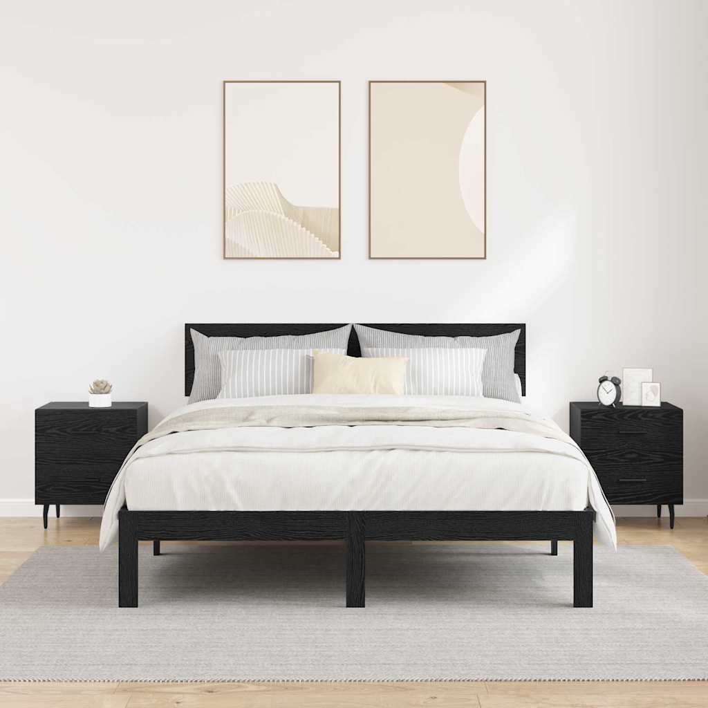 Armadio da Notte 2 pcs Rovere Nero 40 x 35 x 47,5 cm | homemem39