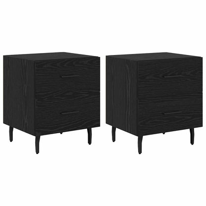 Armadio da Notte 2 pcs Rovere Nero 40 x 35 x 47,5 cm | homemem39