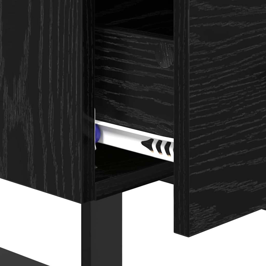 Armadio da Notte con cassetto Rovere Nero 40 x 35 x 47,5 cm | homemem39