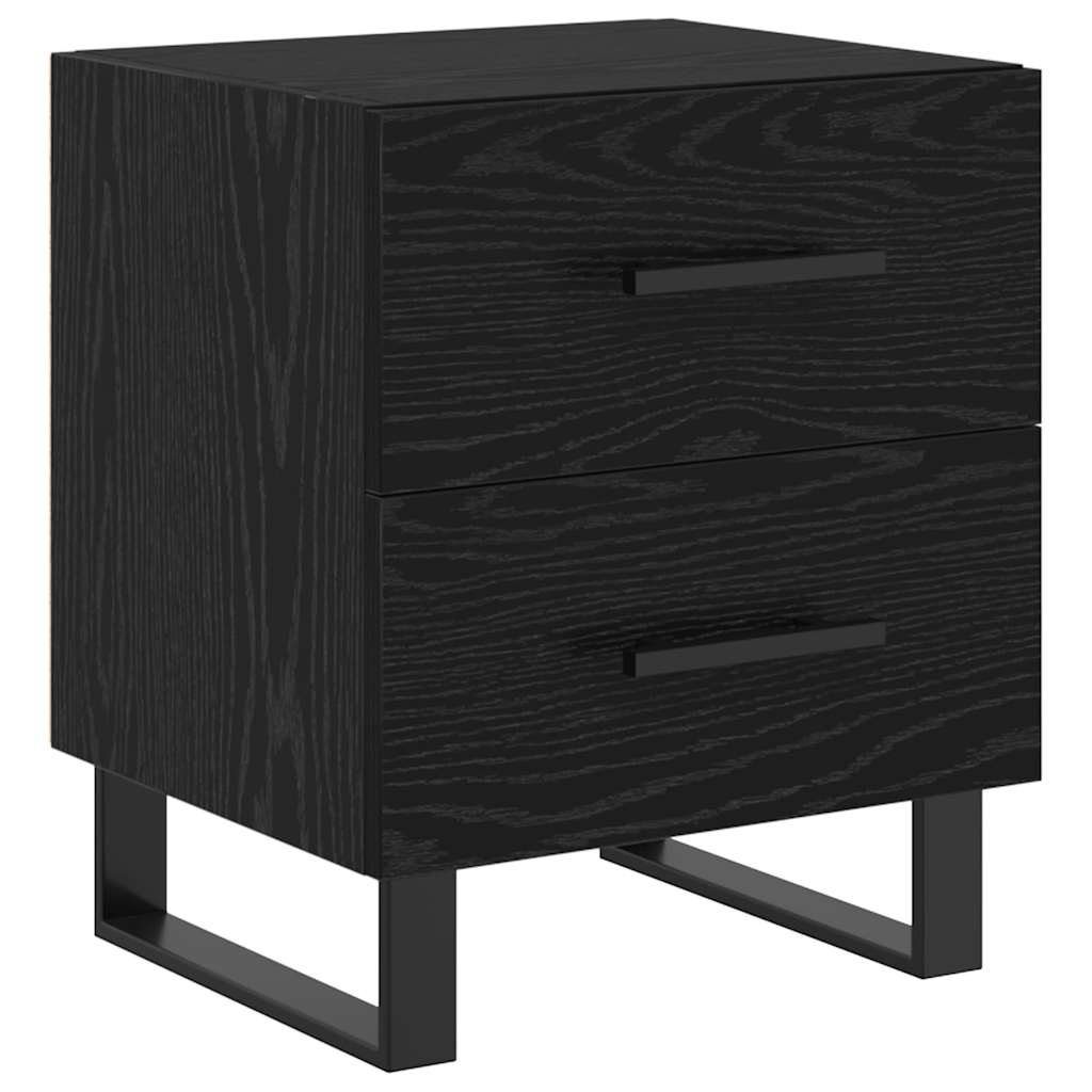 Armadio da Notte con cassetto Rovere Nero 40 x 35 x 47,5 cm | homemem39