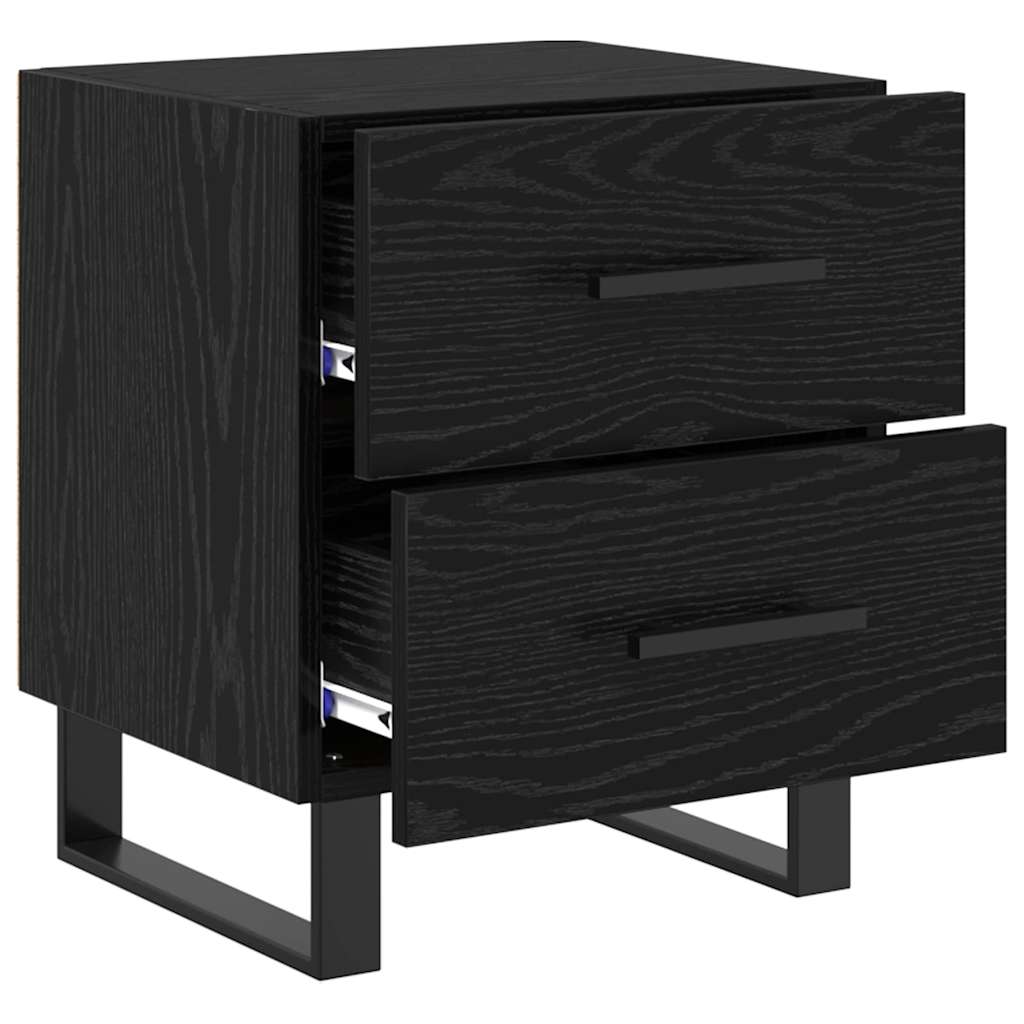 Armadio da Notte con cassetto Rovere Nero 40 x 35 x 47,5 cm | homemem39