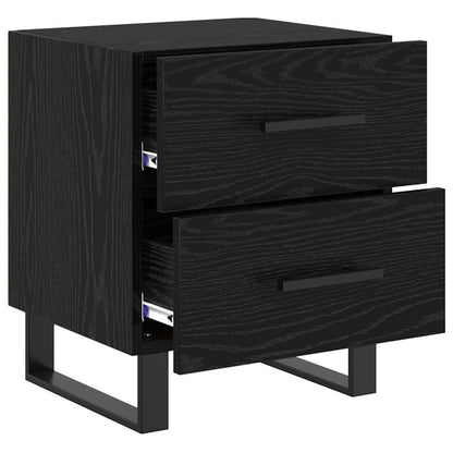 Armadio da Notte con cassetto Rovere Nero 40 x 35 x 47,5 cm | homemem39
