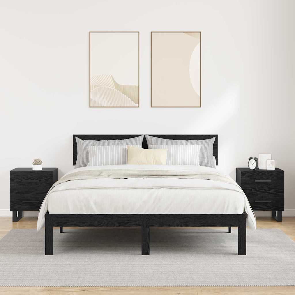 Armadio da Notte 2 pcs Rovere Nero 40 x 35 x 47,5 cm | homemem39