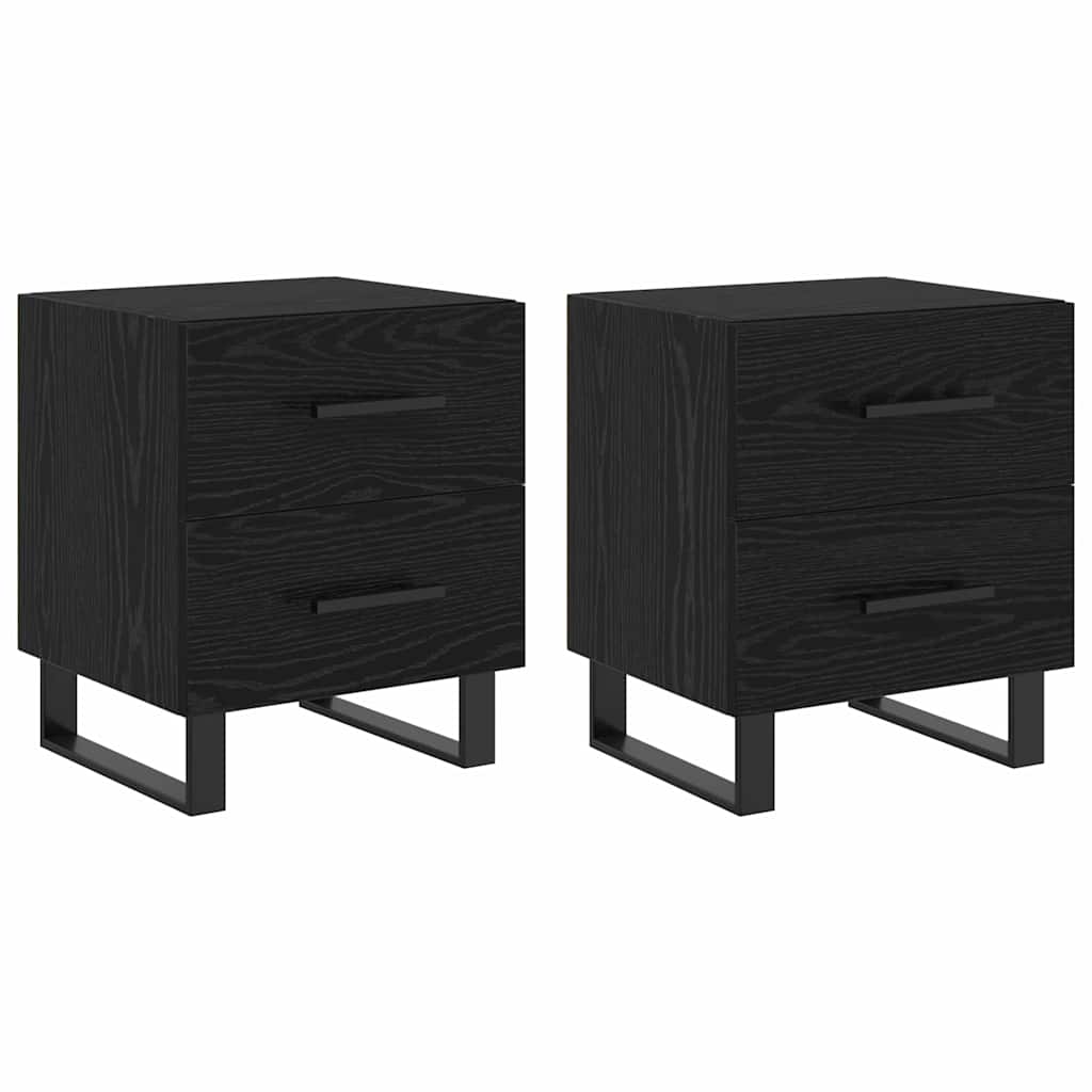 Armadio da Notte 2 pcs Rovere Nero 40 x 35 x 47,5 cm