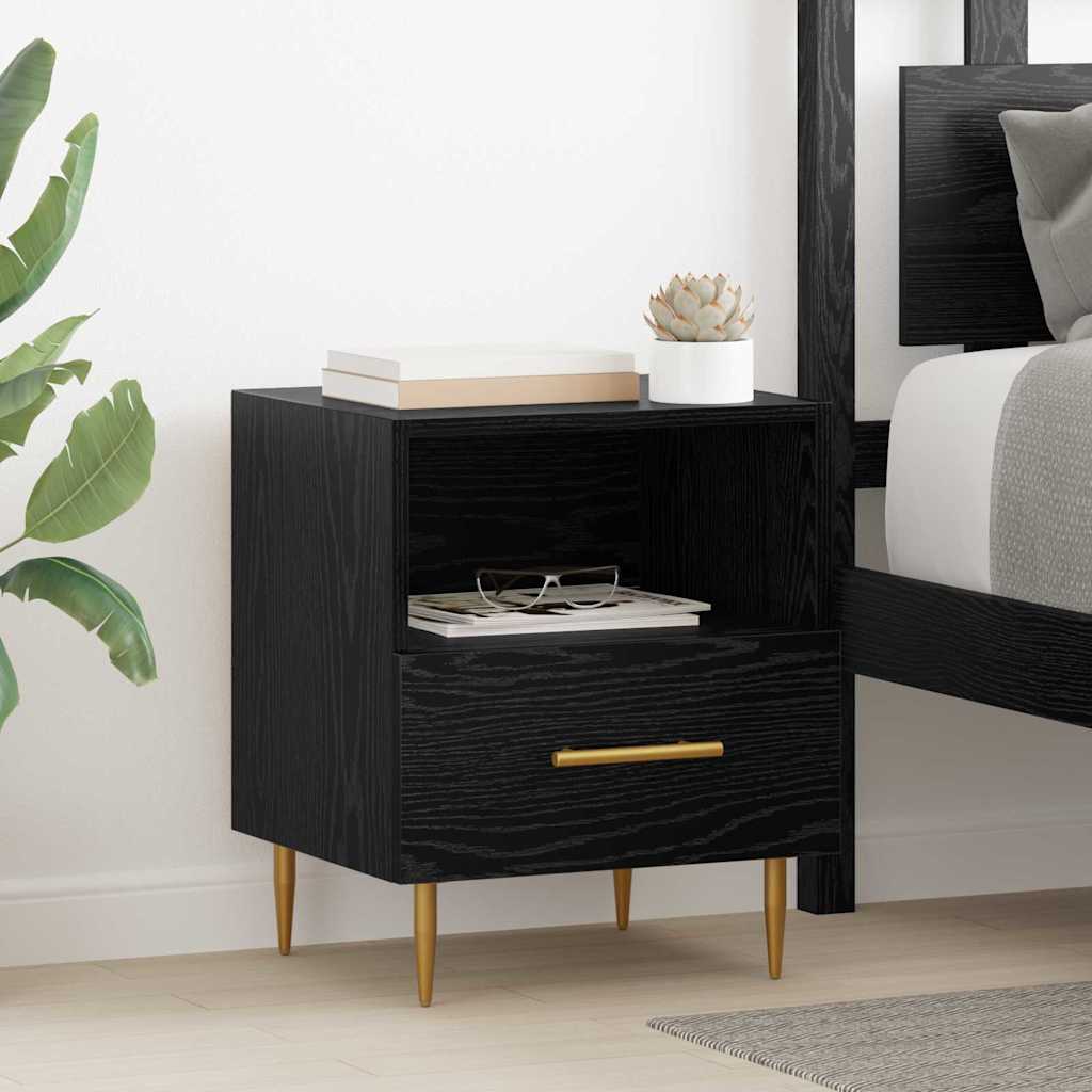 Comodino con cassetto Nero 40 x 35 x 47,5 cm Legno multistrato | homemem39
