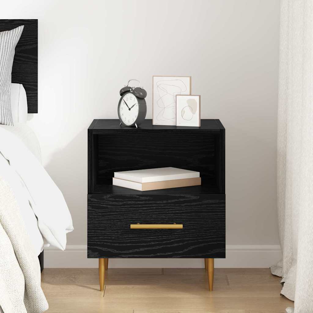 Comodino con cassetto Nero 40 x 35 x 47,5 cm Legno multistrato | homemem39