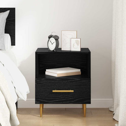 Comodino con cassetto Nero 40 x 35 x 47,5 cm Legno multistrato | homemem39