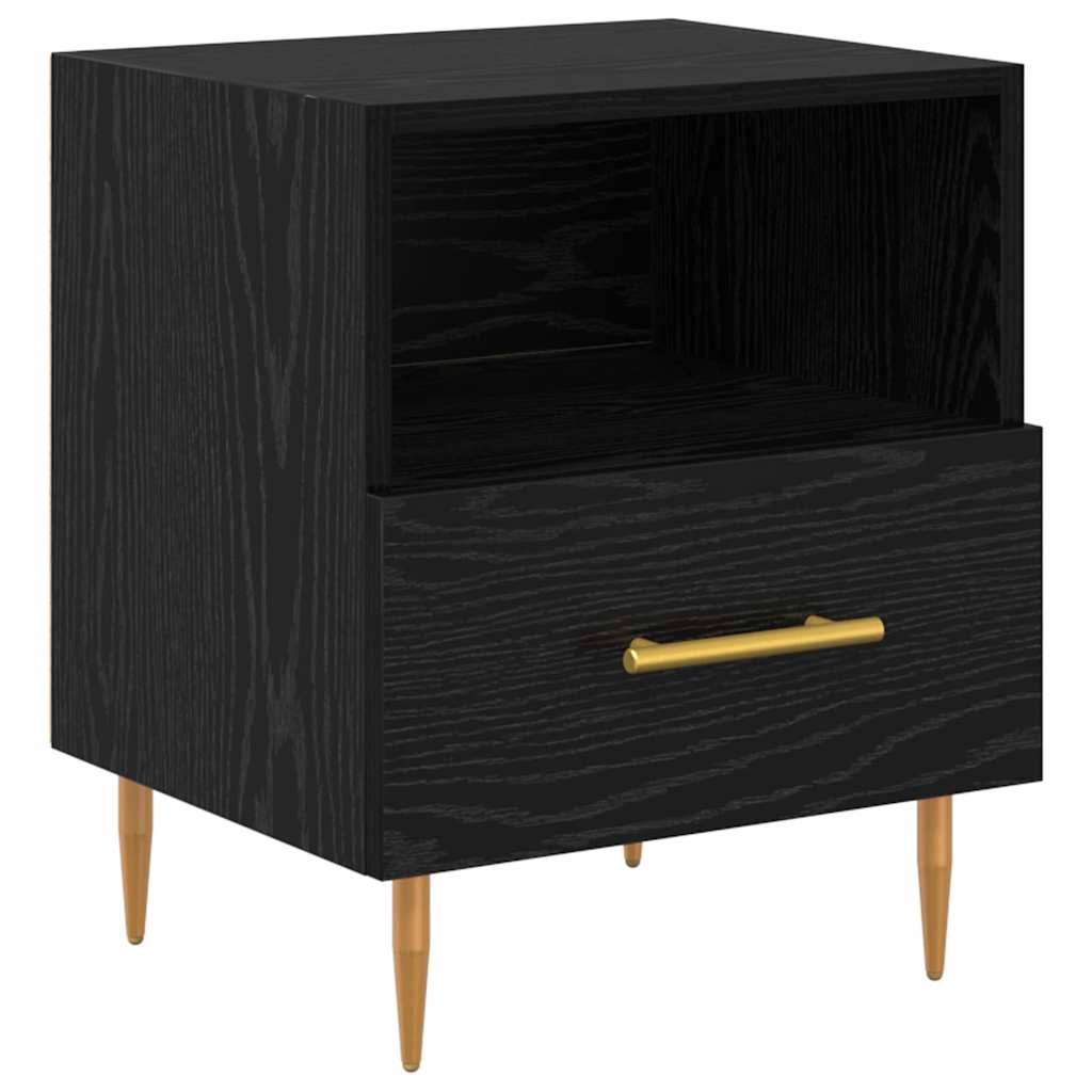 Comodino con cassetto Nero 40 x 35 x 47,5 cm Legno multistrato | homemem39