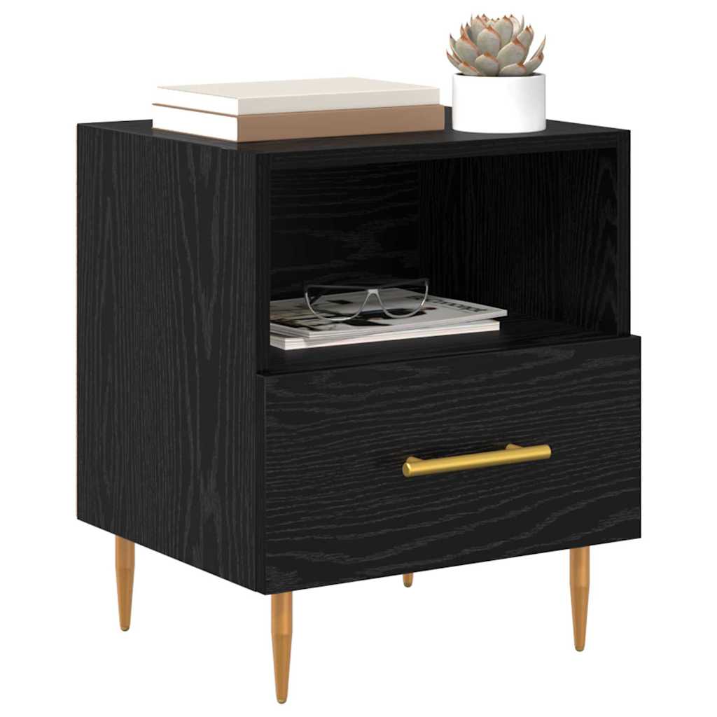 Comodino con cassetto Nero 40 x 35 x 47,5 cm Legno multistrato | homemem39
