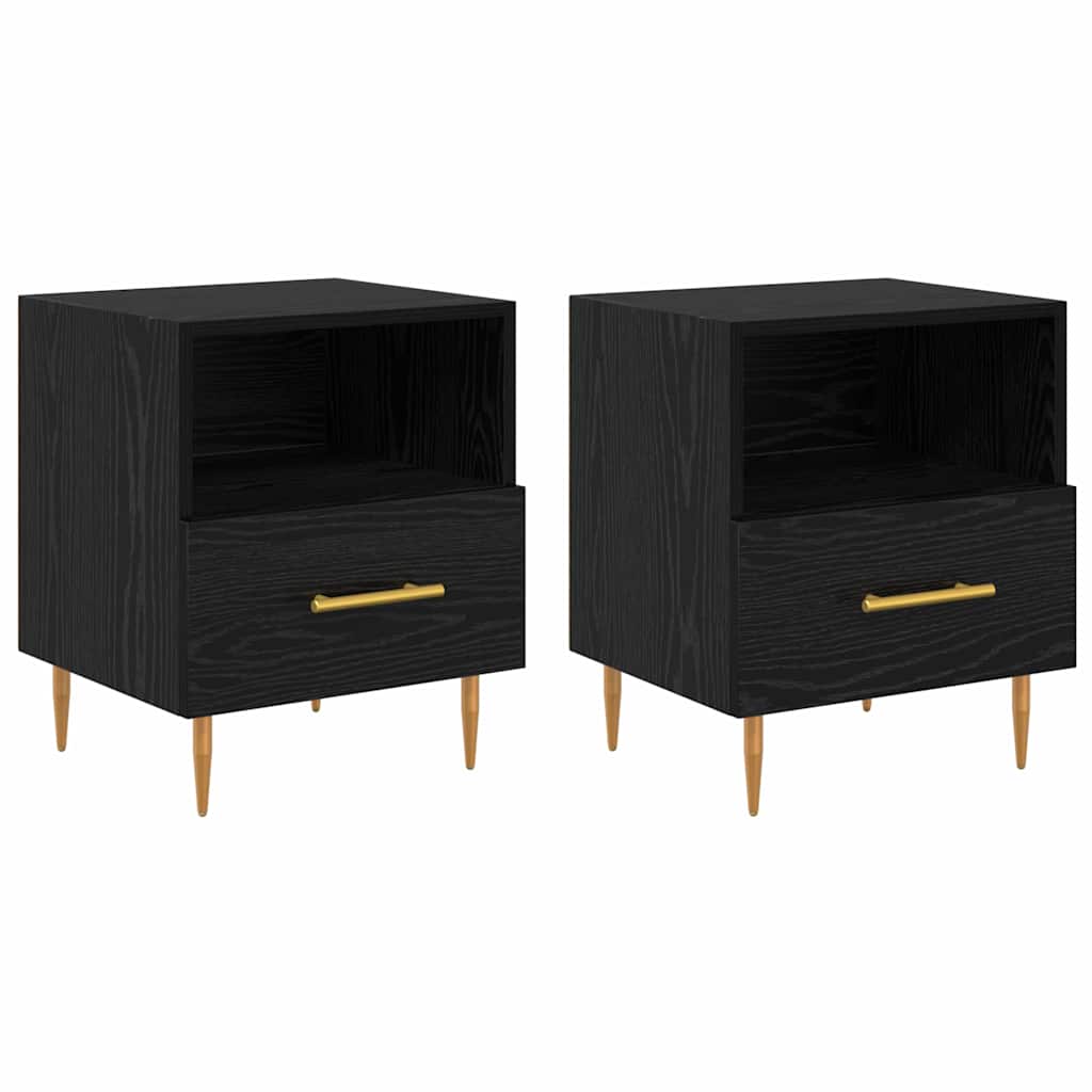 Comodino 2 pcs Nero 40 x 35 x 47,5 cm Legno multistrato | homemem39