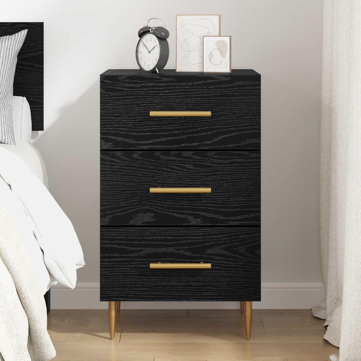 Armadio da Notte Rovere Nero 40 x 40 x 66 cm Legno multistrato | homemem39