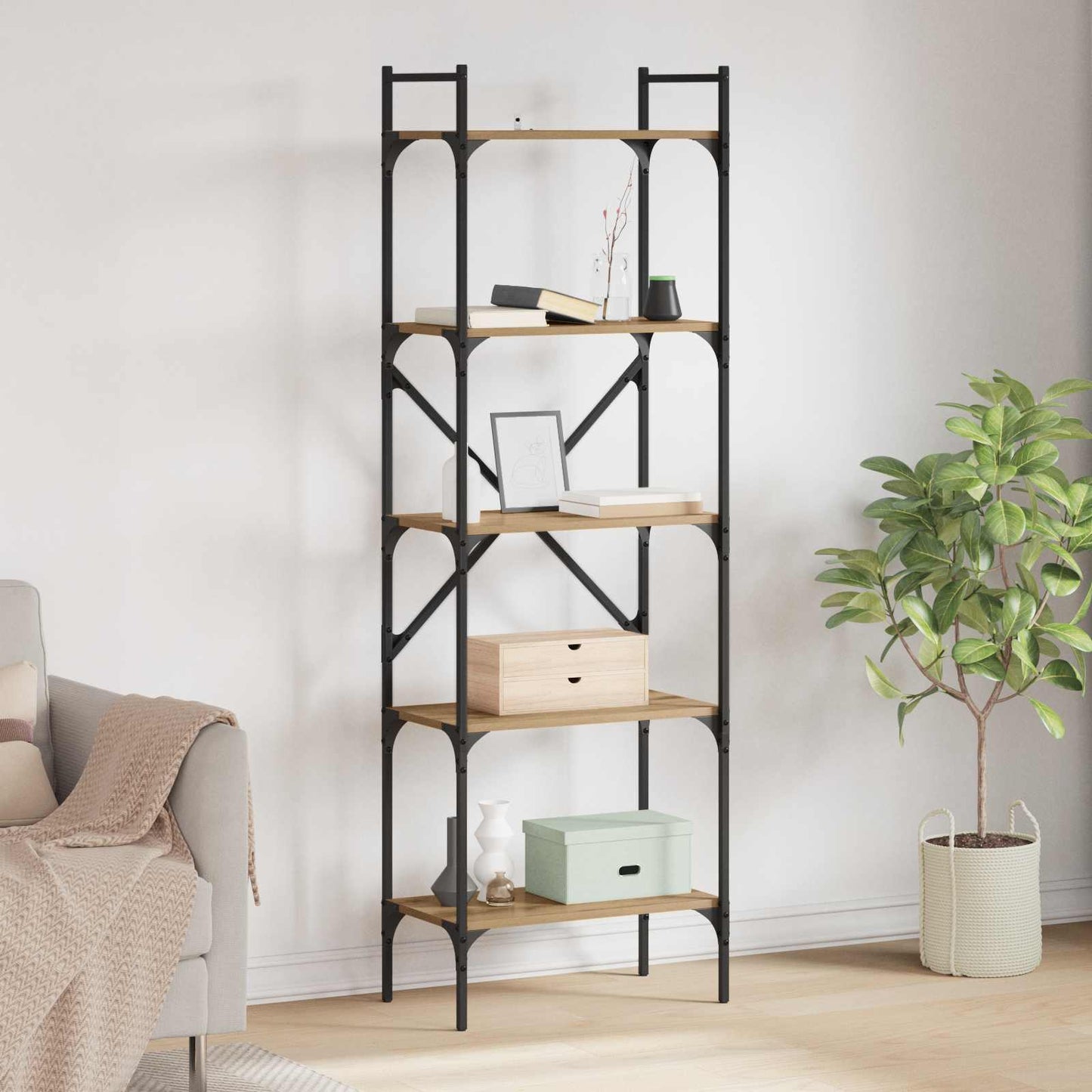 Libreria 5 livelli 56 x 32 x 174 cm Legno multistrato | homemem39