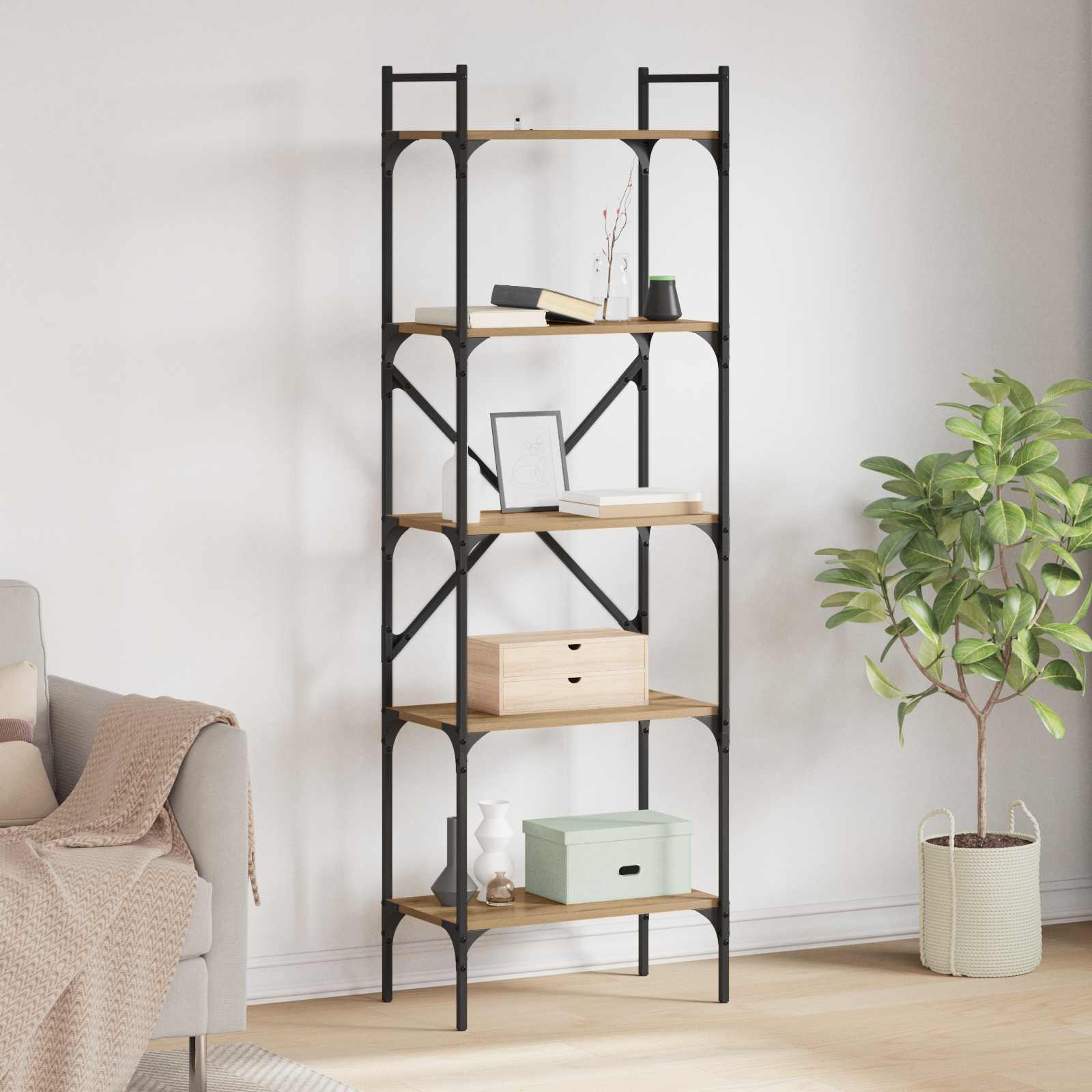 Libreria 5 livelli 56 x 32 x 174 cm Legno multistrato | homemem39