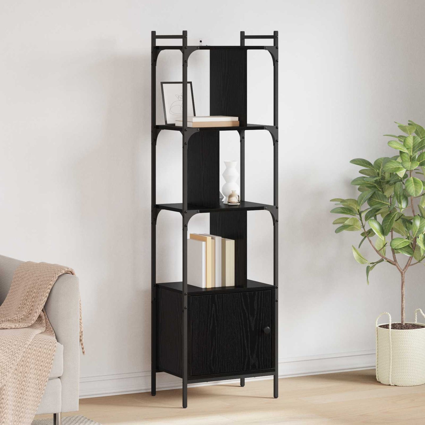 Libreria Rovere Nero 44,5 x 30 x 154,5 cm Legno multistrato | homemem39