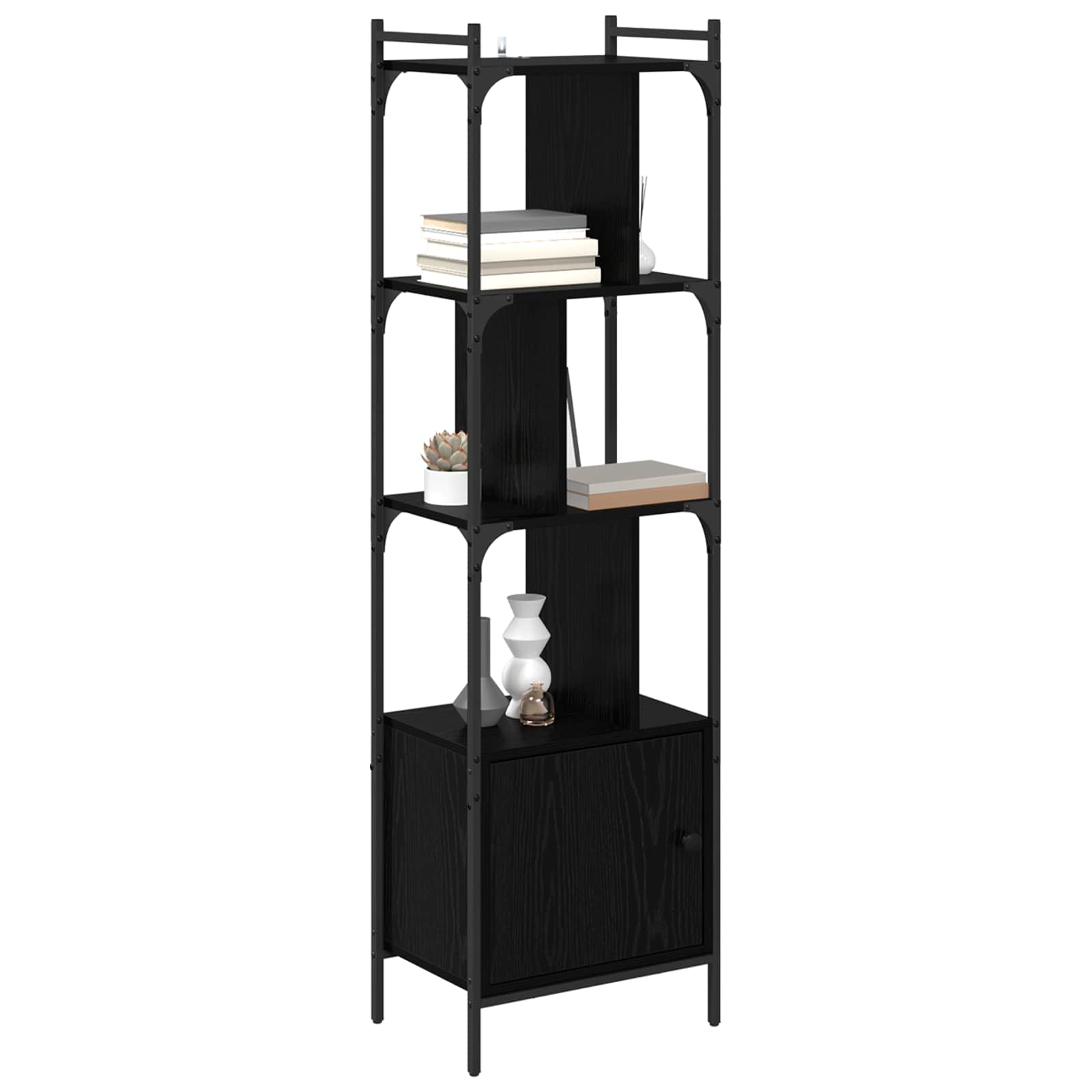 Libreria Rovere Nero 44,5 x 30 x 154,5 cm Legno multistrato | homemem39