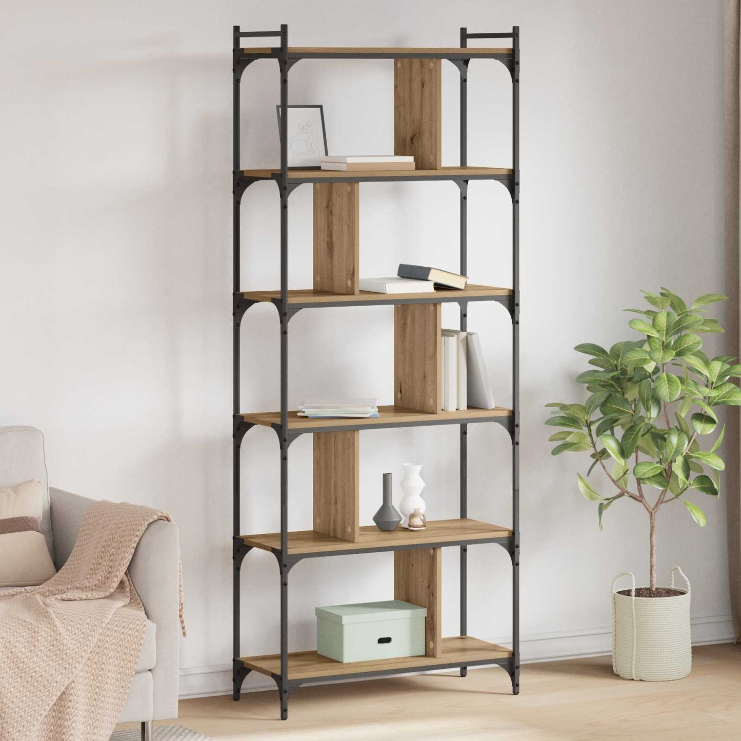 Libreria 5 livelli 76 x 32 x 192 cm Legno multistrato | homemem39
