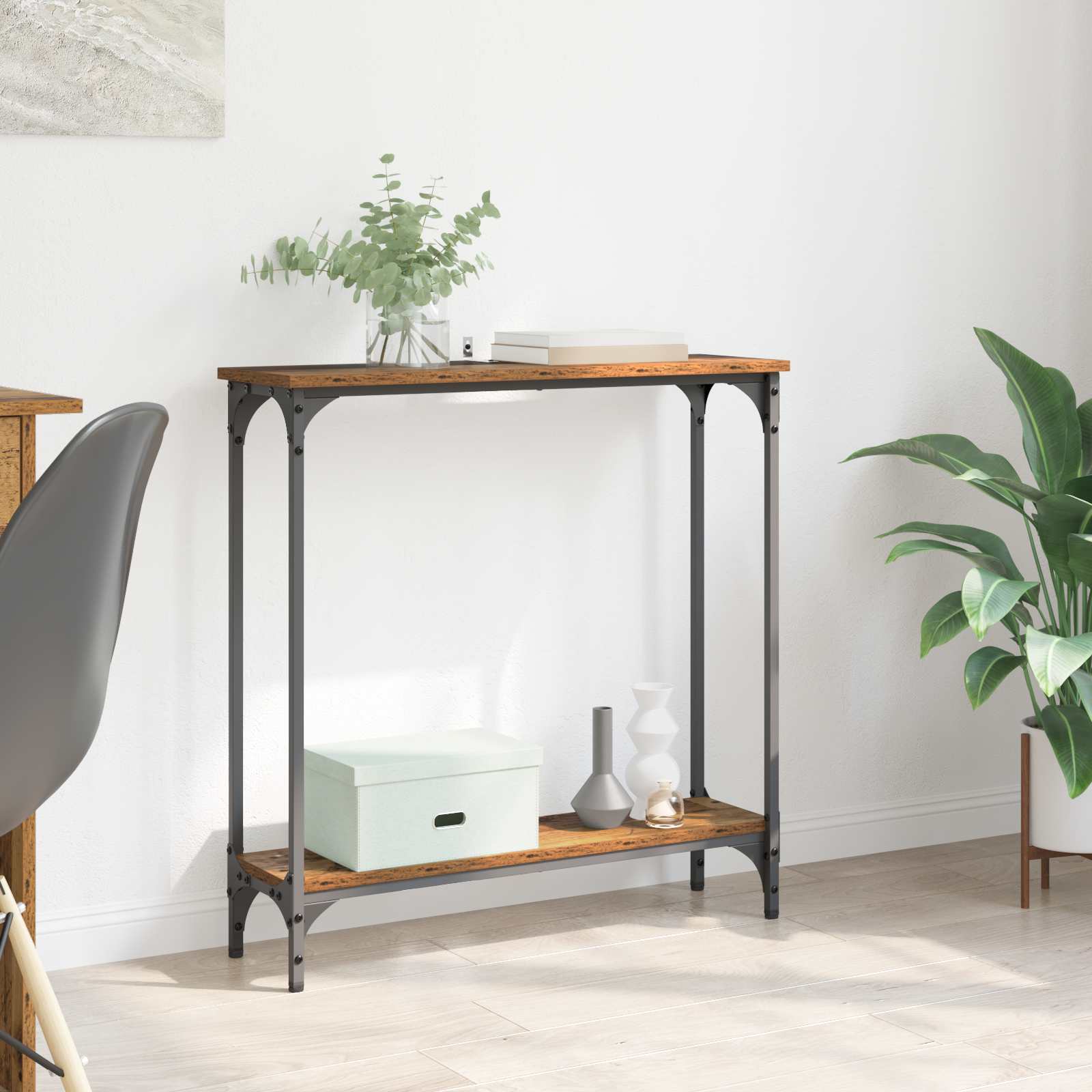 Tavolo consolle con lo scaffale Legno vecchio 75 x 22,5 x 75 cm | homemem39