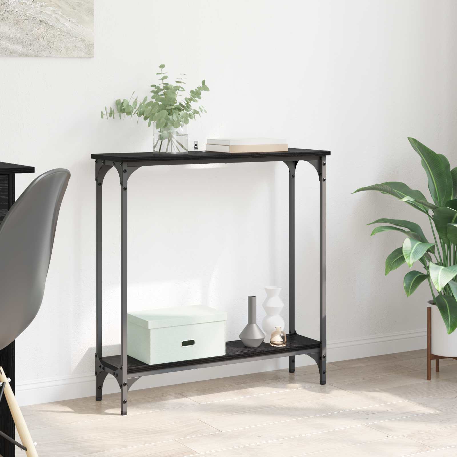Tavolo consolle Rovere Nero 75 x 22,5 x 75 cm Legno multistrato | homemem39