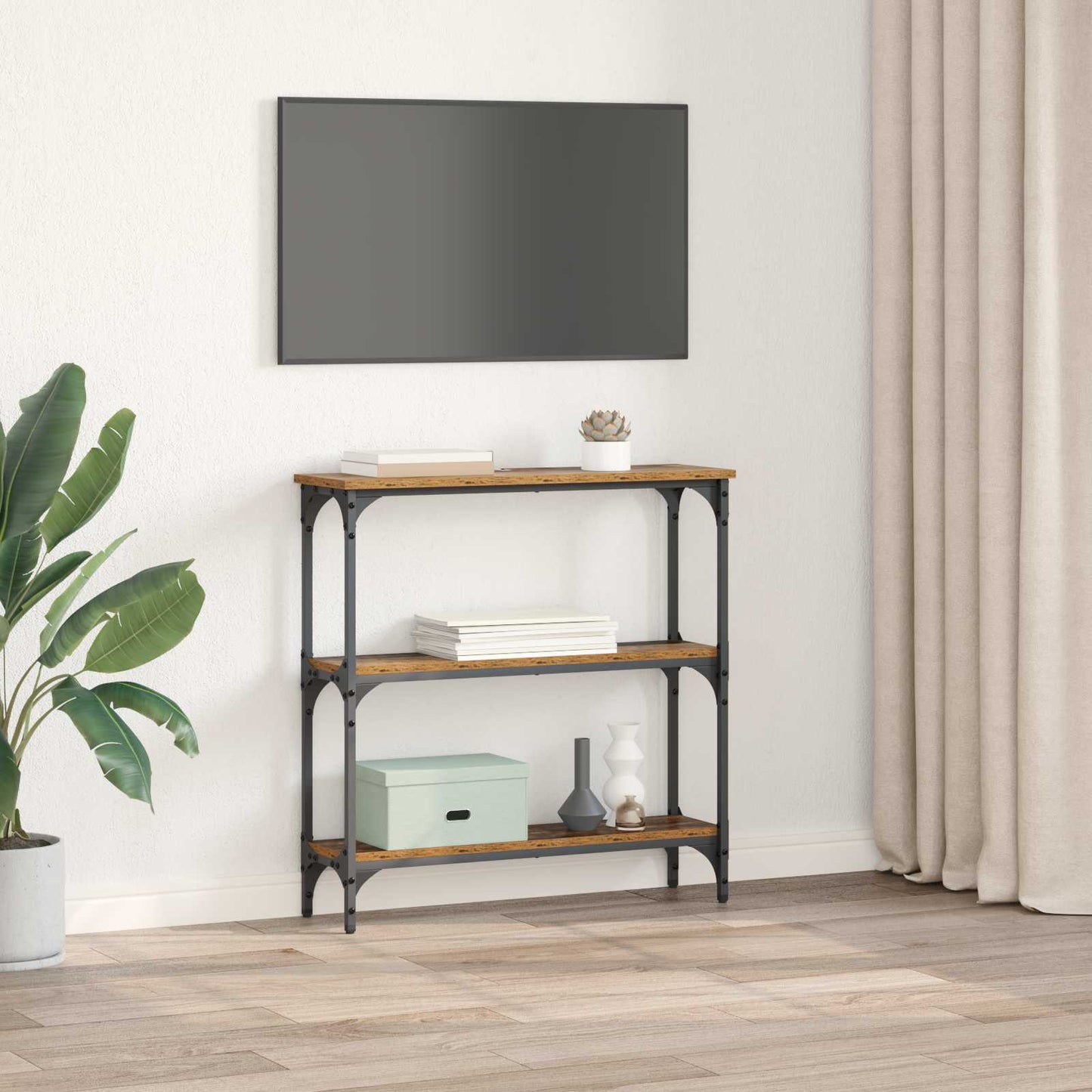 Tavolo consolle con lo scaffale Legno vecchio 75 x 22,5 x 75 cm | homemem39
