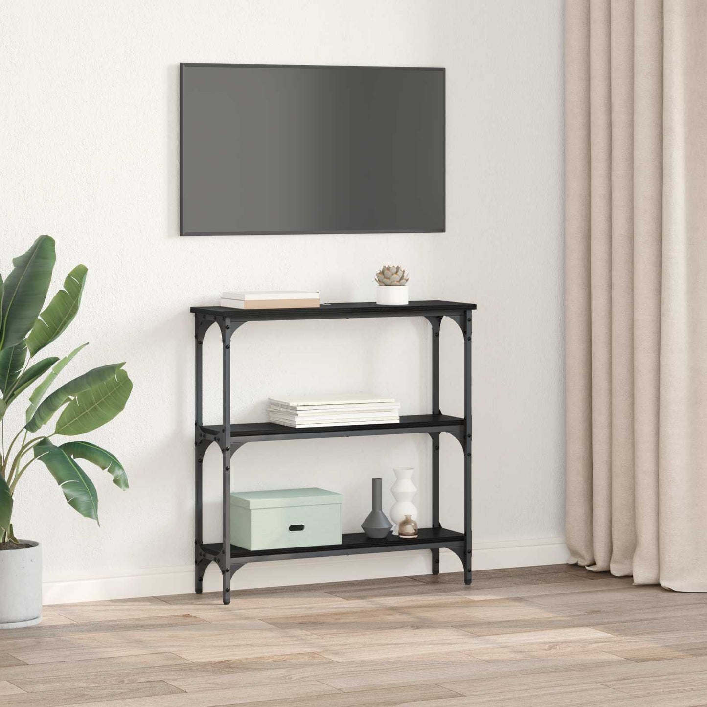Tavolo consolle Rovere Nero 75 x 22,5 x 75 cm Legno multistrato | homemem39